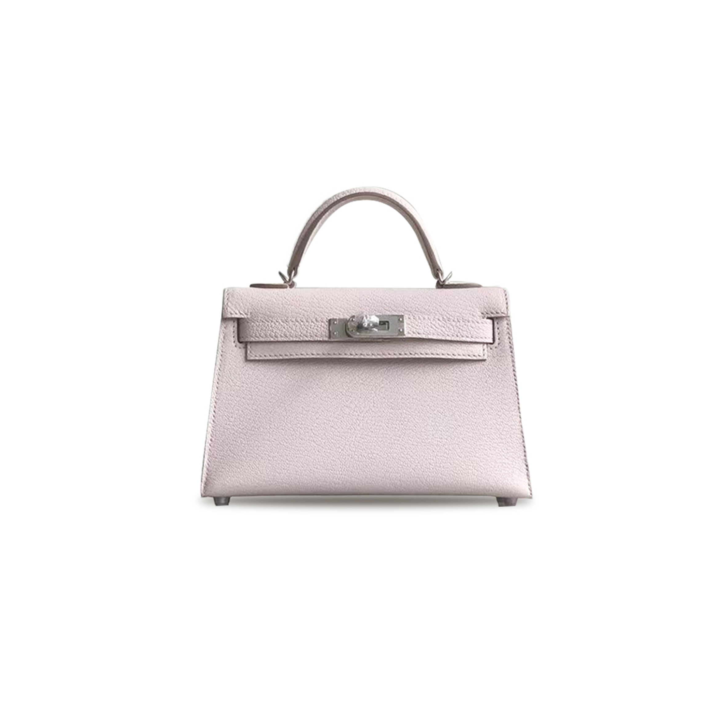 HERMÈS MASTER MINI KELLY II SELLIER MAUVE PALE CHEVRE PALLADIUM HARDWARE (19*12*5.5cm)